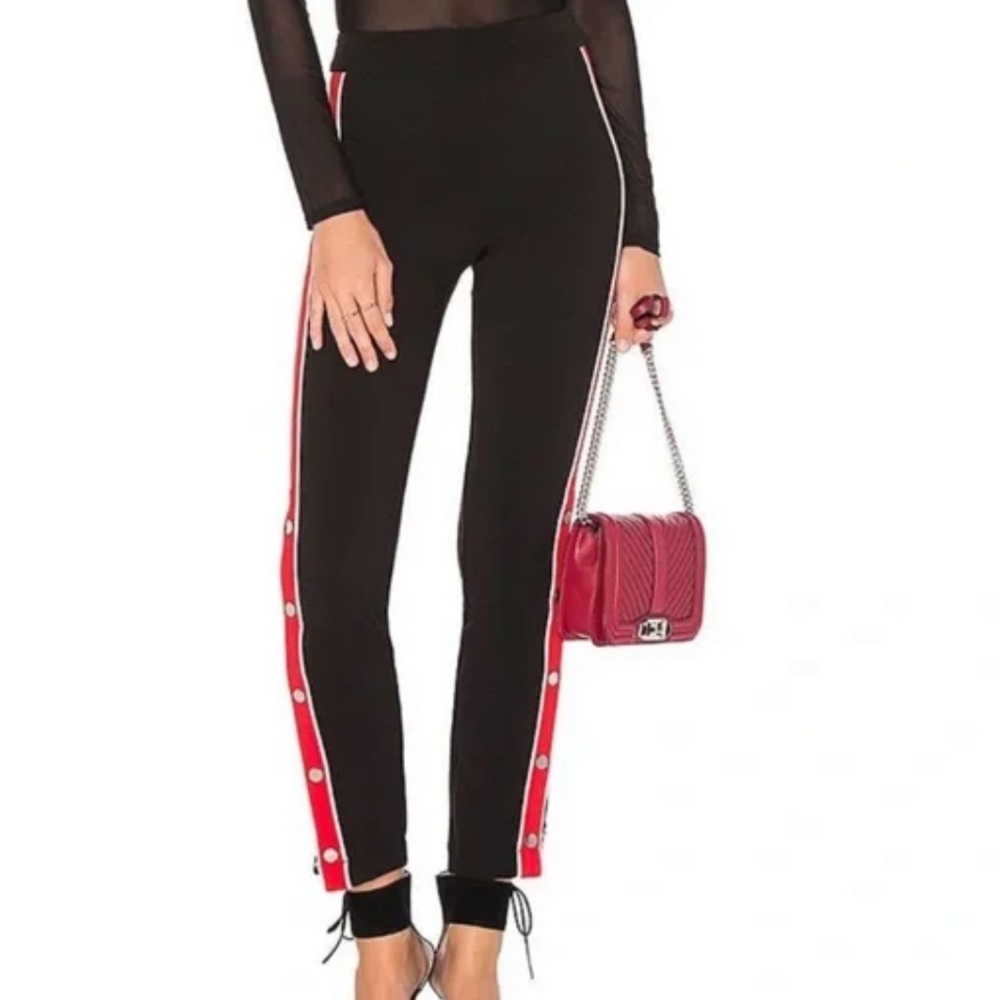 LOVERS + FRIENDS Black On Track Snap Side Stripe Pants Size Small
